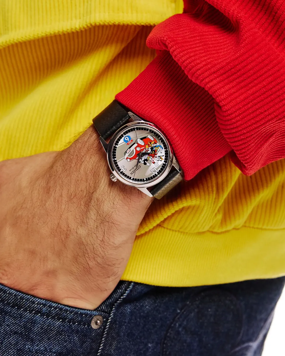 Sensational Six Road Trip Silver-Tone Dial Leather Strap FE7110